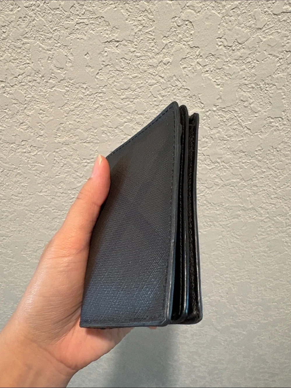 Burberry Card Holder Black Brown Textured Leather Bifold Wallet